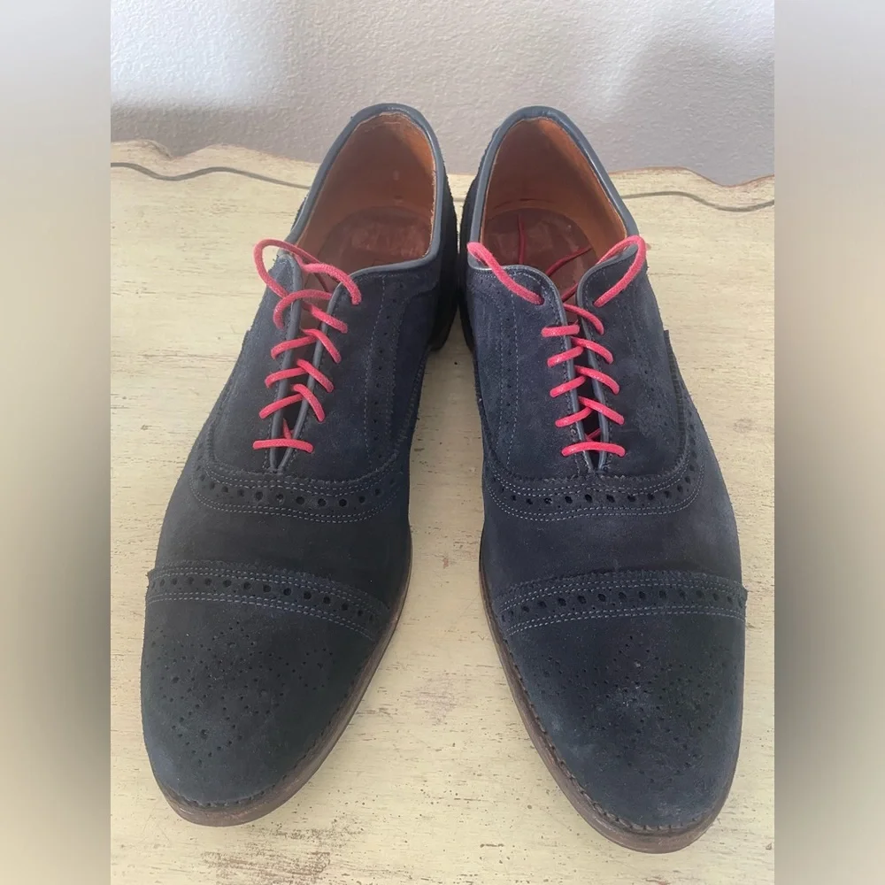Allen Edmonds Made in‎ USA Strand Suede Cap Toe Oxford in Navy Size 13 E $450